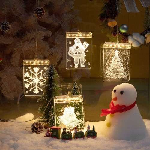 LED Christmas Greeting Card Transparent Acrylic Card Customized